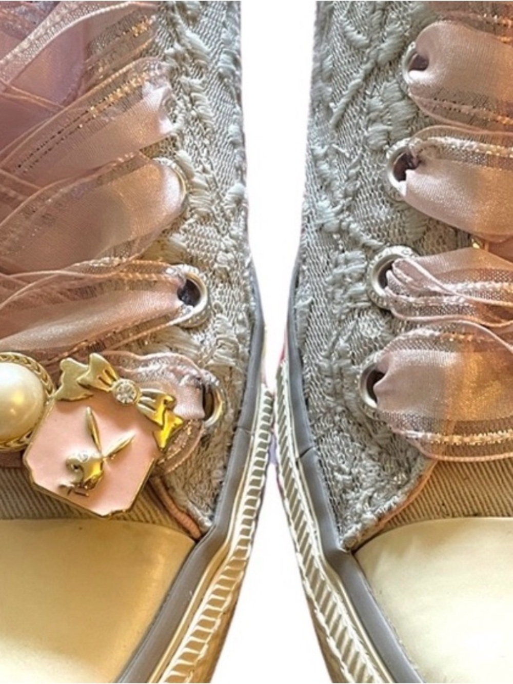 PLAYBOY Pink and Gold Lace-Up Sneakers